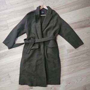 Zara Women's Green Belted Coat